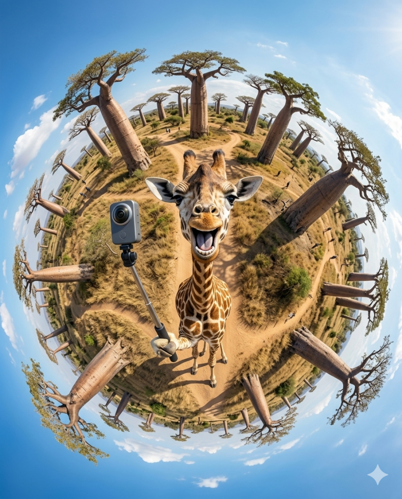 Une Girafe fait un selfie